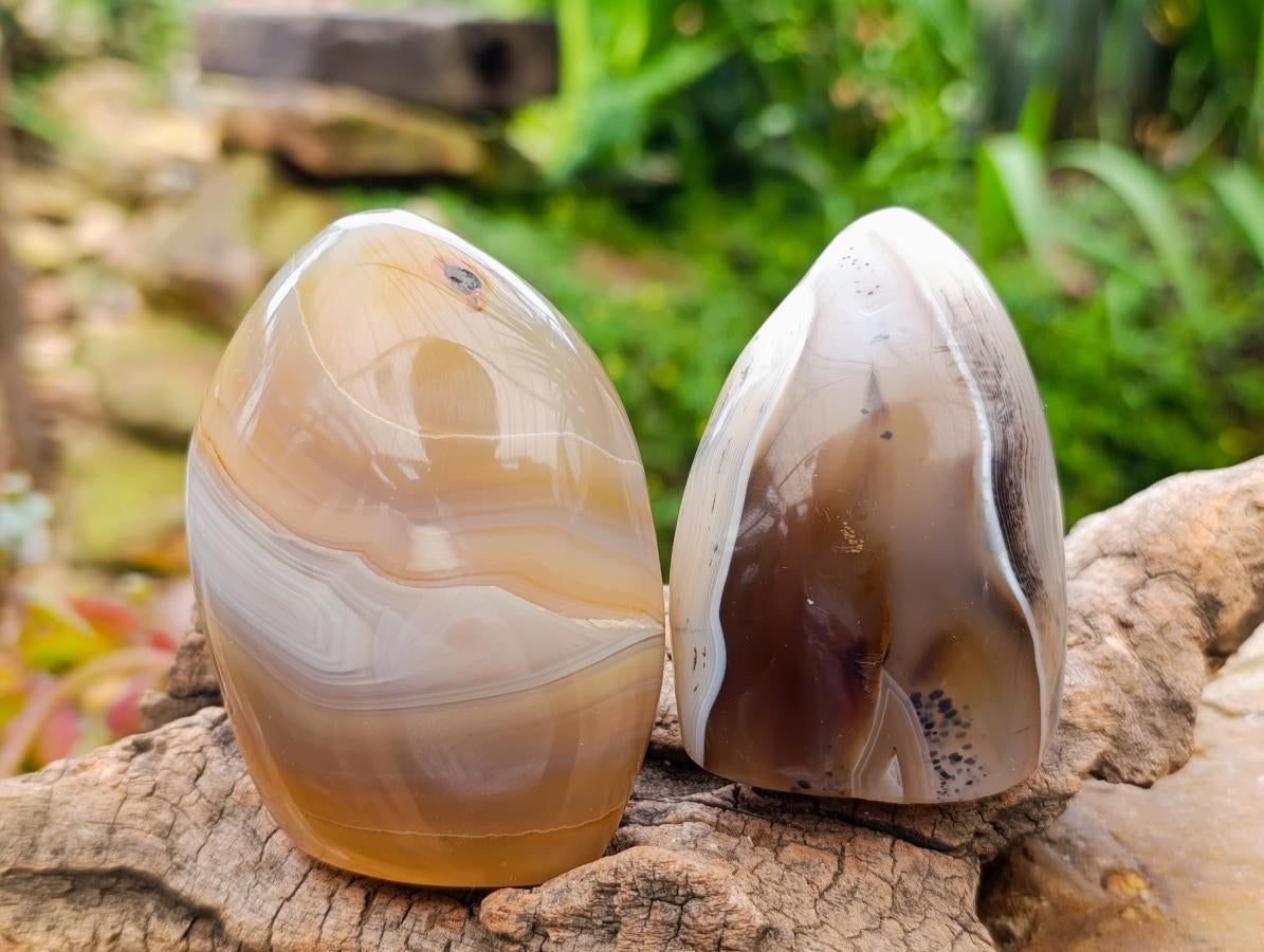 Polished Banded Agate Standing Free Forms x 6 From Madagascar
