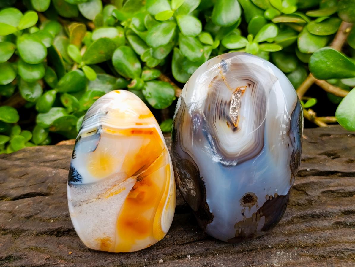 Polished Banded Agate Standing Free Forms x 6 From Madagascar