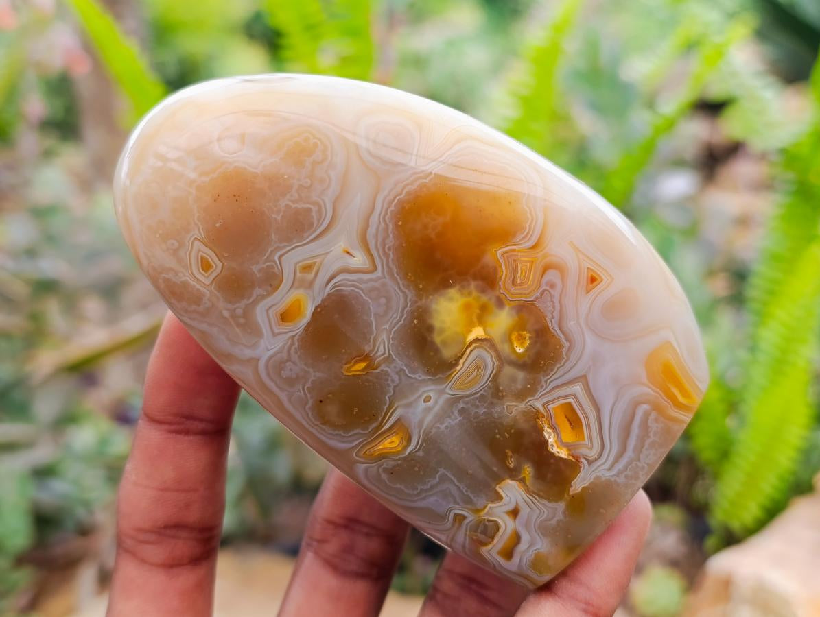 Polished Banded Agate Standing Free Forms x 6 From Madagascar