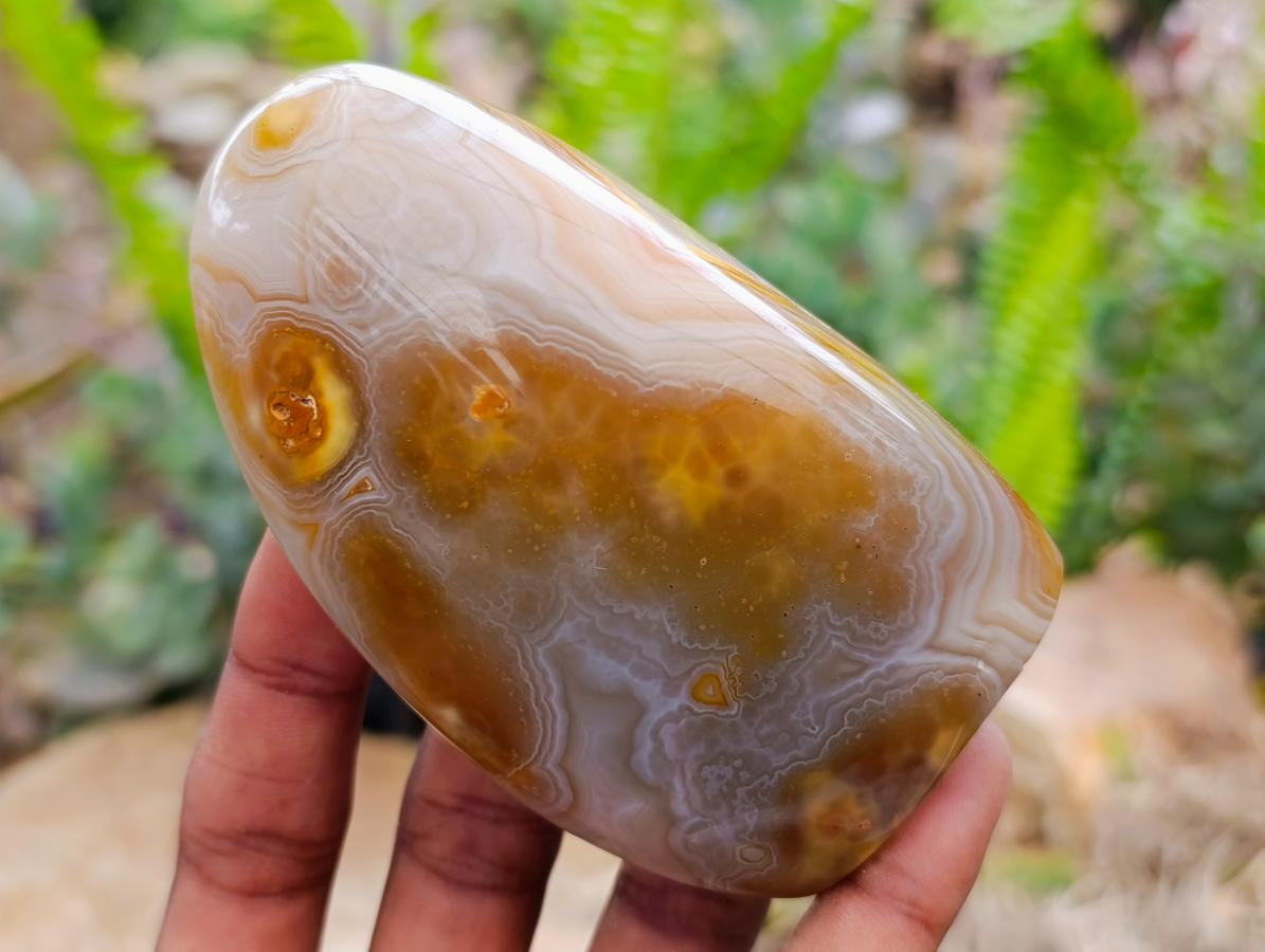 Polished Banded Agate Standing Free Forms x 6 From Madagascar