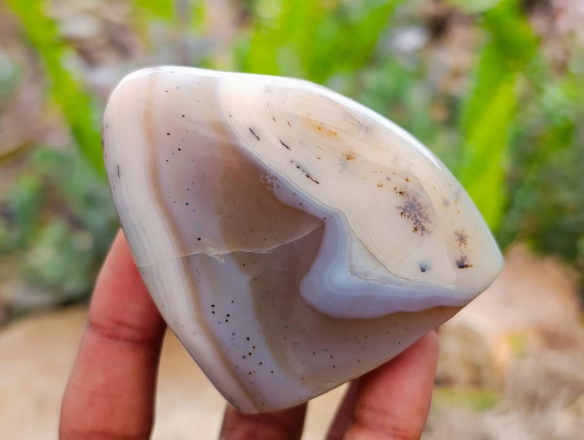 Polished Banded Agate Standing Free Forms x 6 From Madagascar