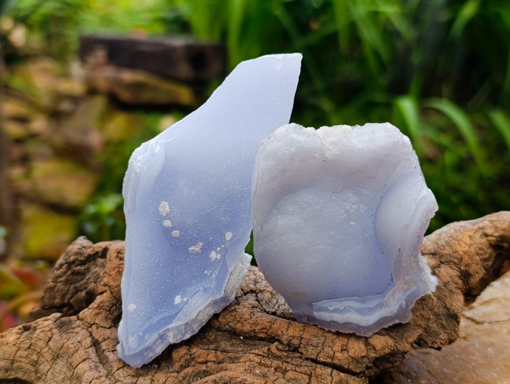 Natural Etched Blue Chalcedony Geodes x 12 From Nsanje, Malawi - Toprock Gemstones and Minerals 