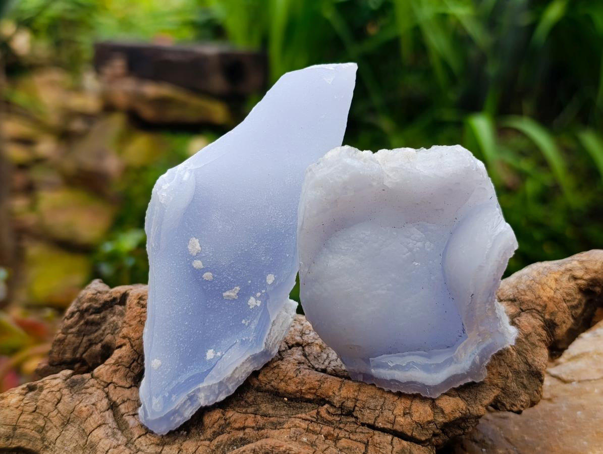 Natural Etched Blue Chalcedony Geodes x 12 From Nsanje, Malawi - Toprock Gemstones and Minerals 