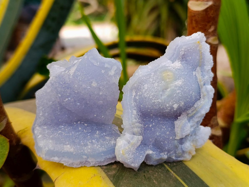 Natural Etched Blue Chalcedony Geodes x 12 From Nsanje, Malawi - Toprock Gemstones and Minerals 