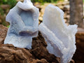 Natural Etched Blue Chalcedony Geodes x 12 From Nsanje, Malawi - Toprock Gemstones and Minerals 