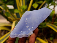 Natural Etched Blue Chalcedony Geodes x 12 From Nsanje, Malawi