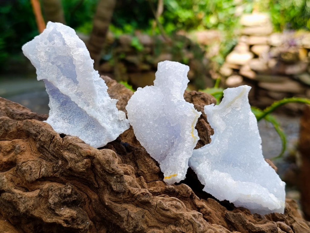 Natural Etched Blue Chalcedony Geodes x 12 From Nsanje, Malawi - Toprock Gemstones and Minerals 