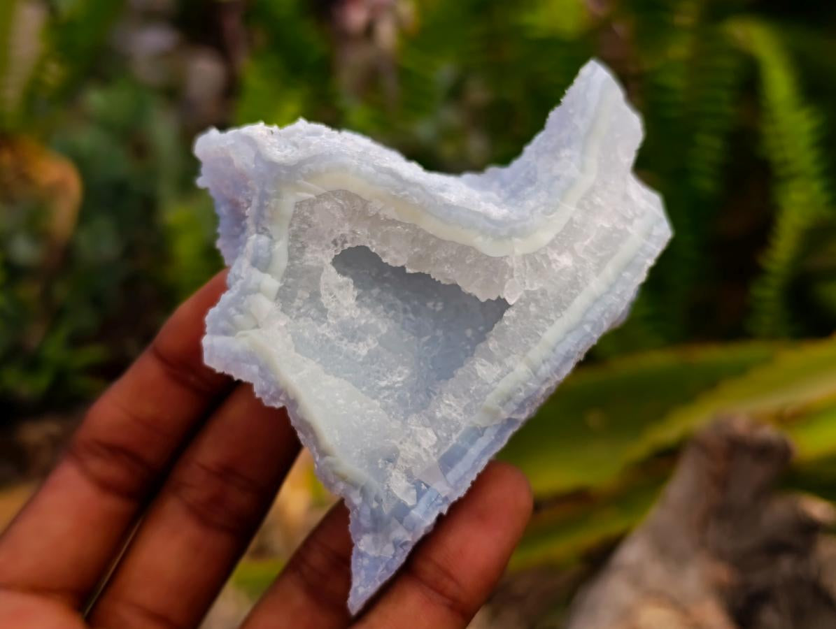 Natural Etched Blue Chalcedony Geodes x 12 From Nsanje, Malawi - Toprock Gemstones and Minerals 