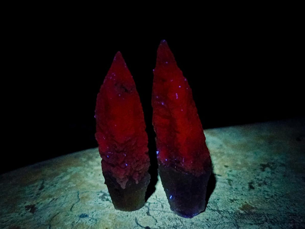 Natural Drusy Quartz Coated Spearhead Calcite Specimens x 35 From Albert's Mountain, Lesotho