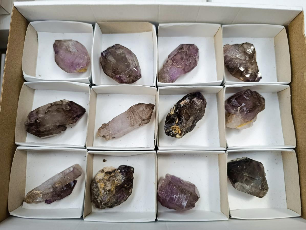 Natural Window Amethyst Crystals x 12 From Chiredzi, Zimbabwe