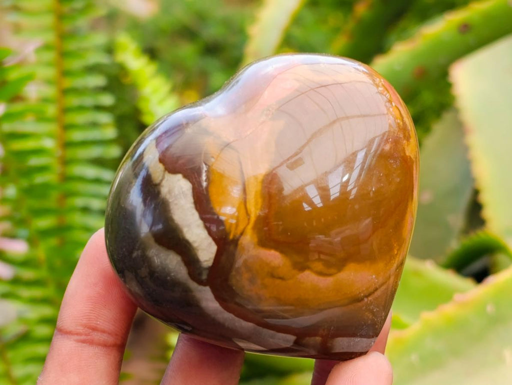 Polished Polychrome Jasper Hearts x 6 From NW Coast, Madagascar