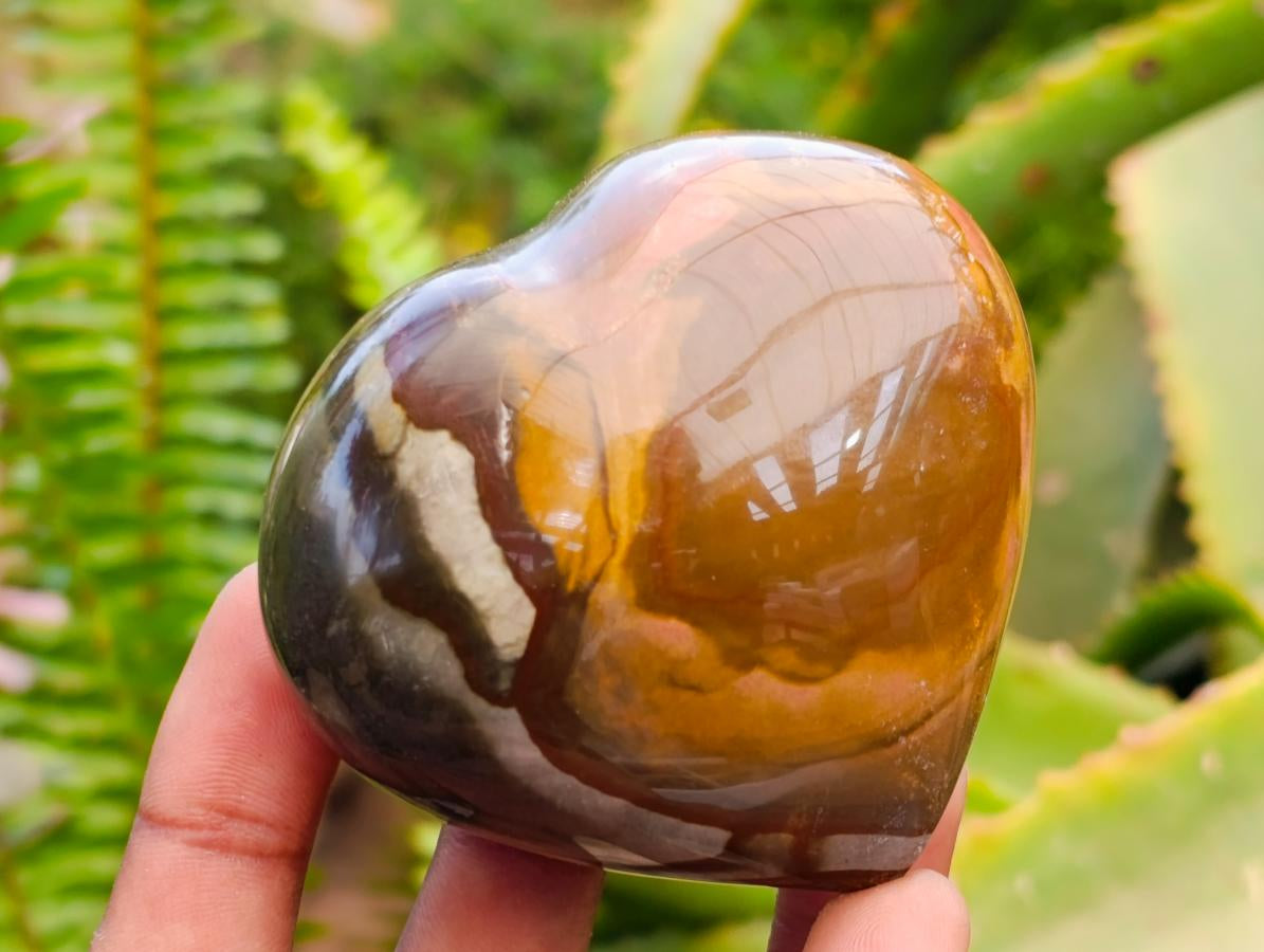 Polished Polychrome Jasper Hearts x 6 From NW Coast, Madagascar