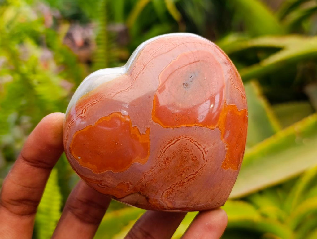 Polished Polychrome Jasper Hearts x 6 From NW Coast, Madagascar