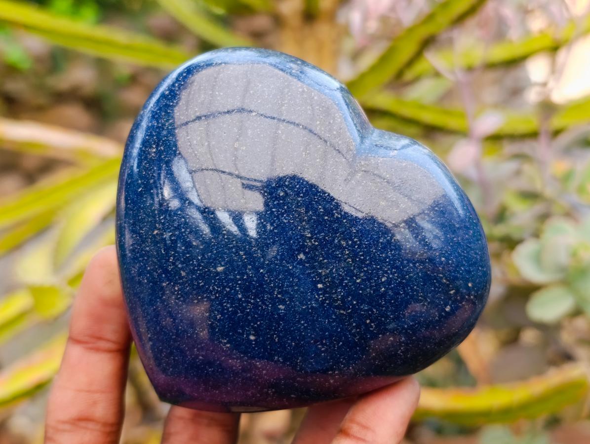 Polished Lazulite Hearts x 3 From Madagascar