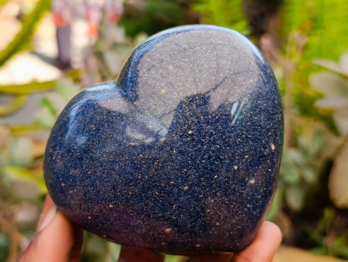 Polished Lazulite Hearts x 3 From Madagascar
