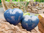Polished Lazulite Hearts x 3 From Madagascar