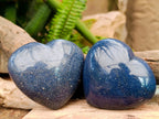 Polished Lazulite Hearts x 3 From Madagascar