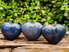 Polished Lazulite Hearts x 3 From Madagascar