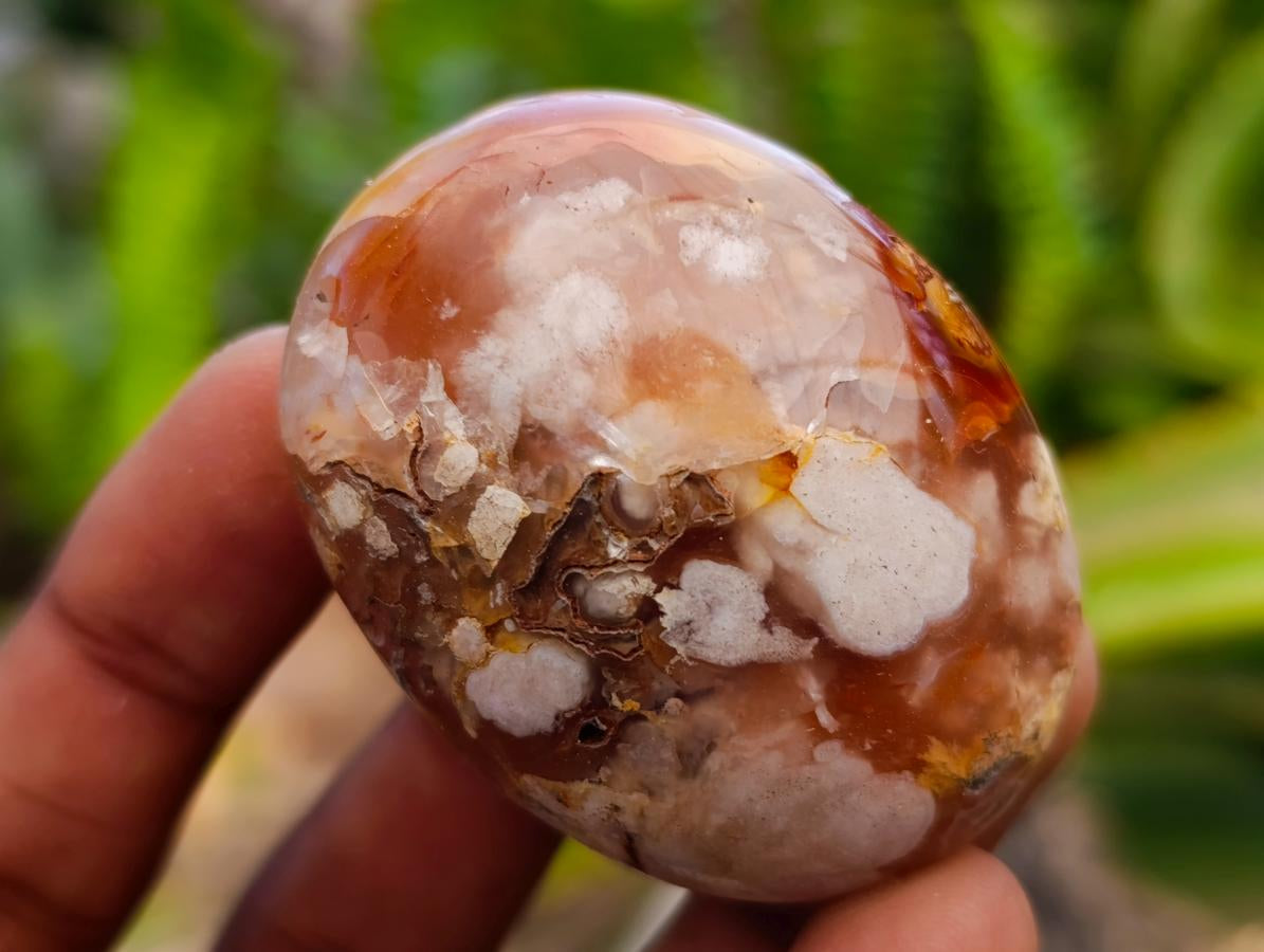 Polished Flower Agate Palm Stones x 21 From Antsahalova, Madagascar