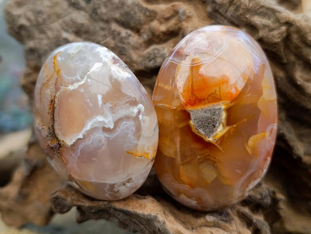 Polished Flower Agate Palm Stones x 21 From Antsahalova, Madagascar