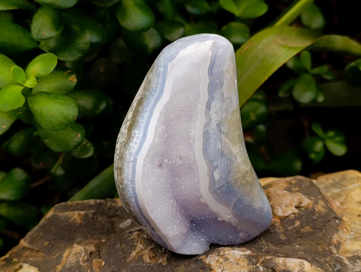 Polished Blue Lace Agate Free Forms x 3 From Nsanje, Malawi