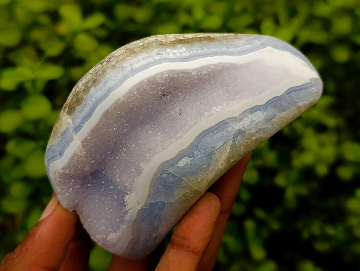 Polished Blue Lace Agate Free Forms x 3 From Nsanje, Malawi