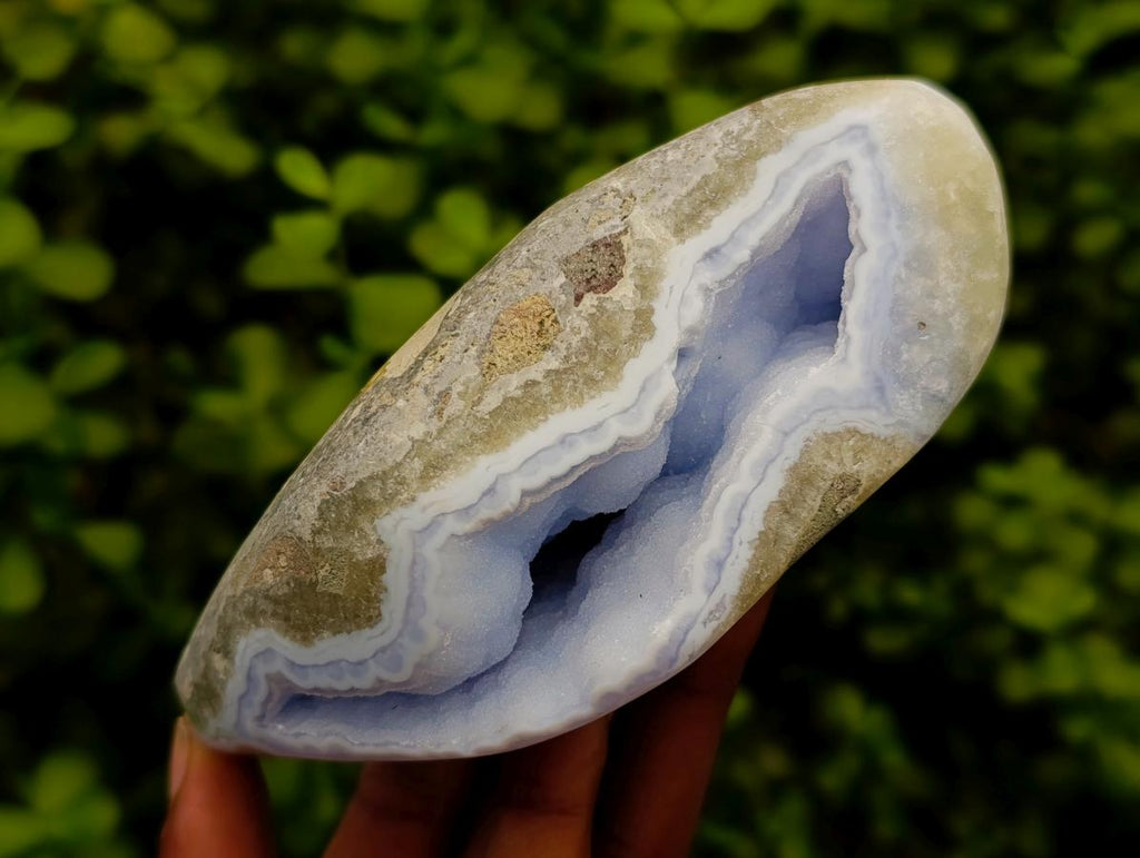 Polished Blue Lace Agate Free Forms x 3 From Nsanje, Malawi