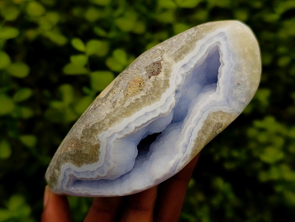 Polished Blue Lace Agate Free Forms x 3 From Nsanje, Malawi