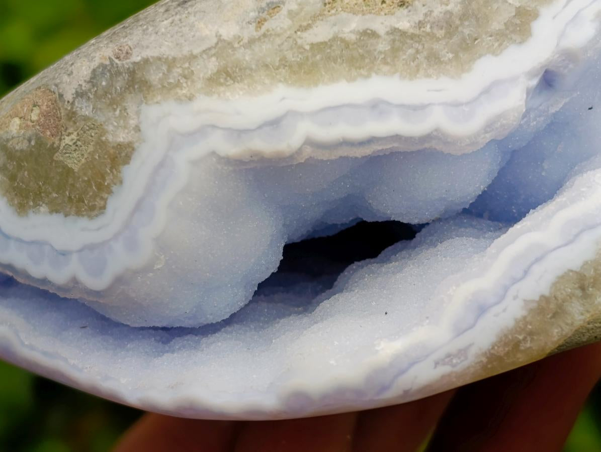 Polished Blue Lace Agate Free Forms x 3 From Nsanje, Malawi