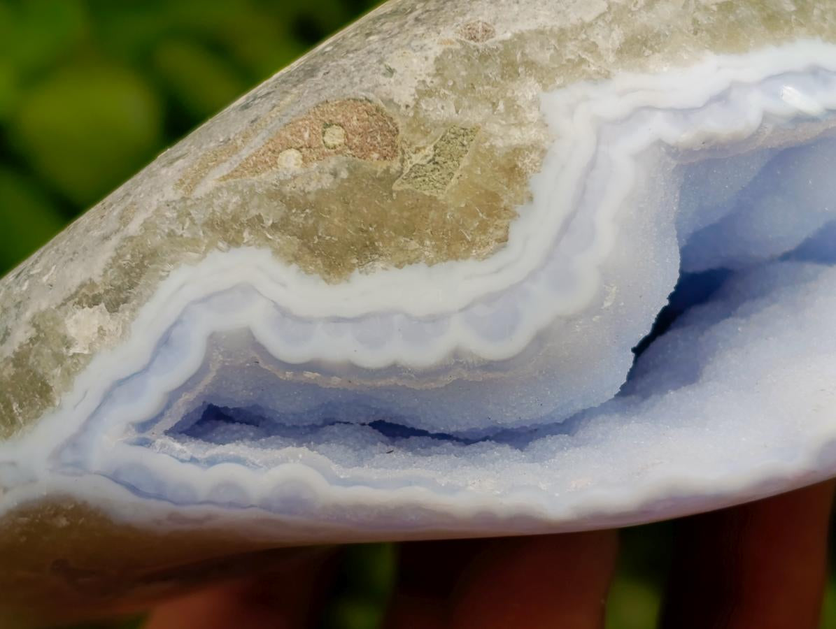 Polished Blue Lace Agate Free Forms x 3 From Nsanje, Malawi