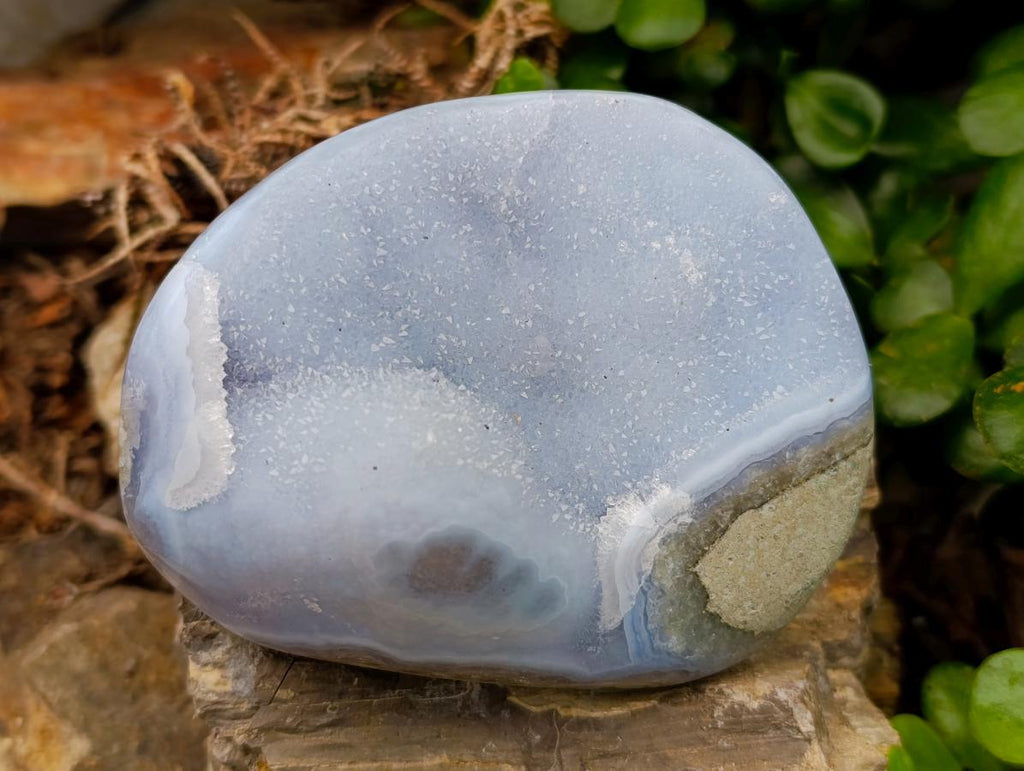 Polished Blue Lace Agate Free Forms x 3 From Nsanje, Malawi