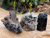 Natural Schorl Black Tourmaline with Associated Minerals x 6 From Erongo, Namibia