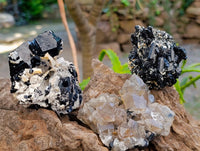 Natural Schorl Black Tourmaline with Associated Minerals x 6 From Erongo, Namibia