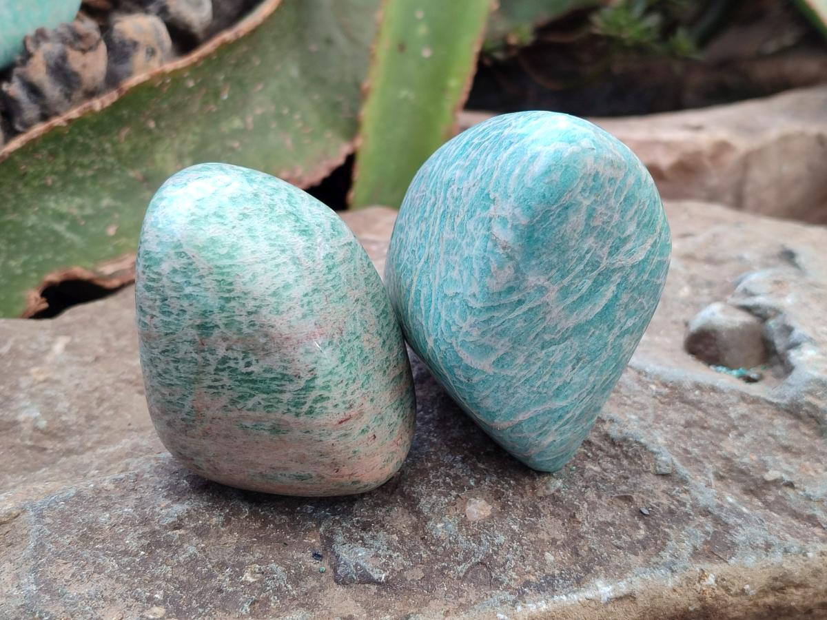 Polished Amazonite Standing and Free Forms x 6 From Zimbabwe