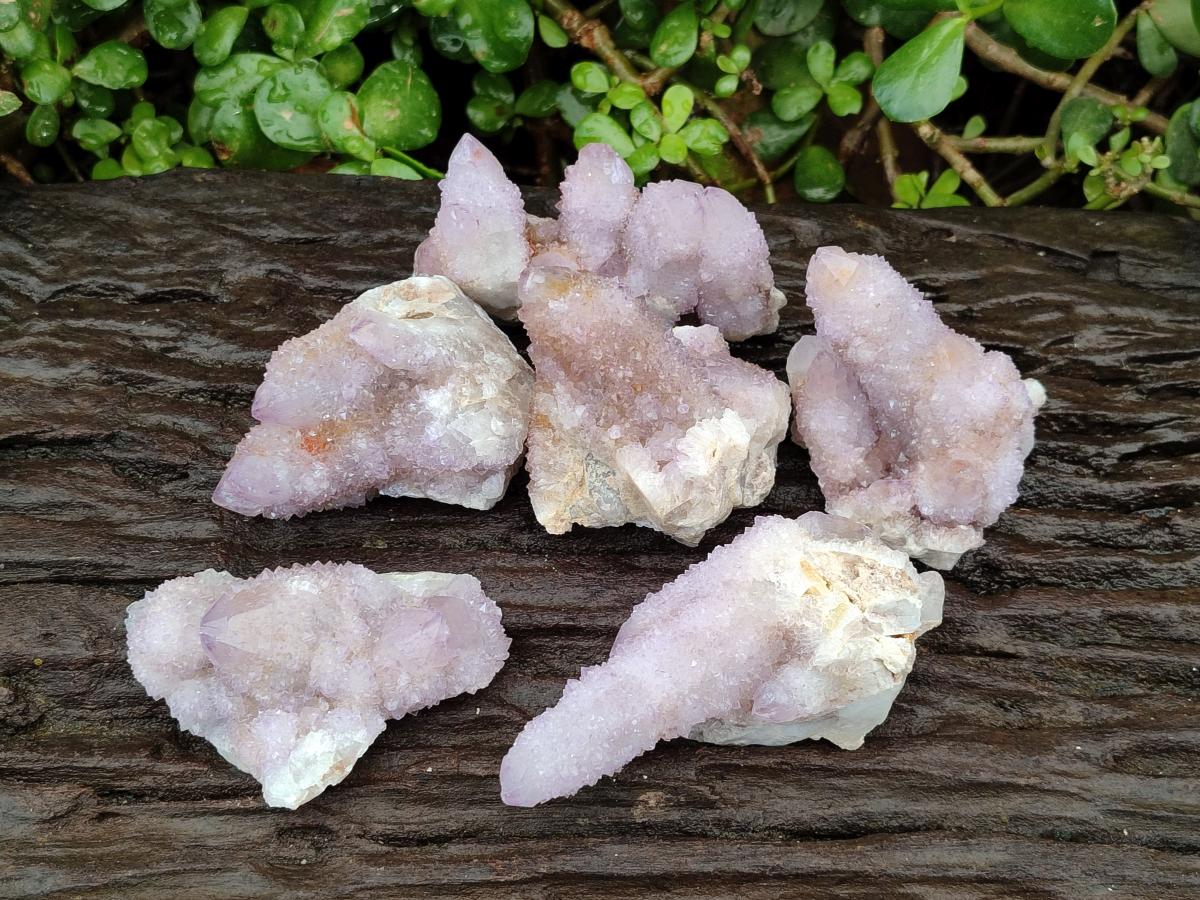 Natural Drusy Amethyst Spirit Clusters x 6 From Boekenhouthoek, South Africa