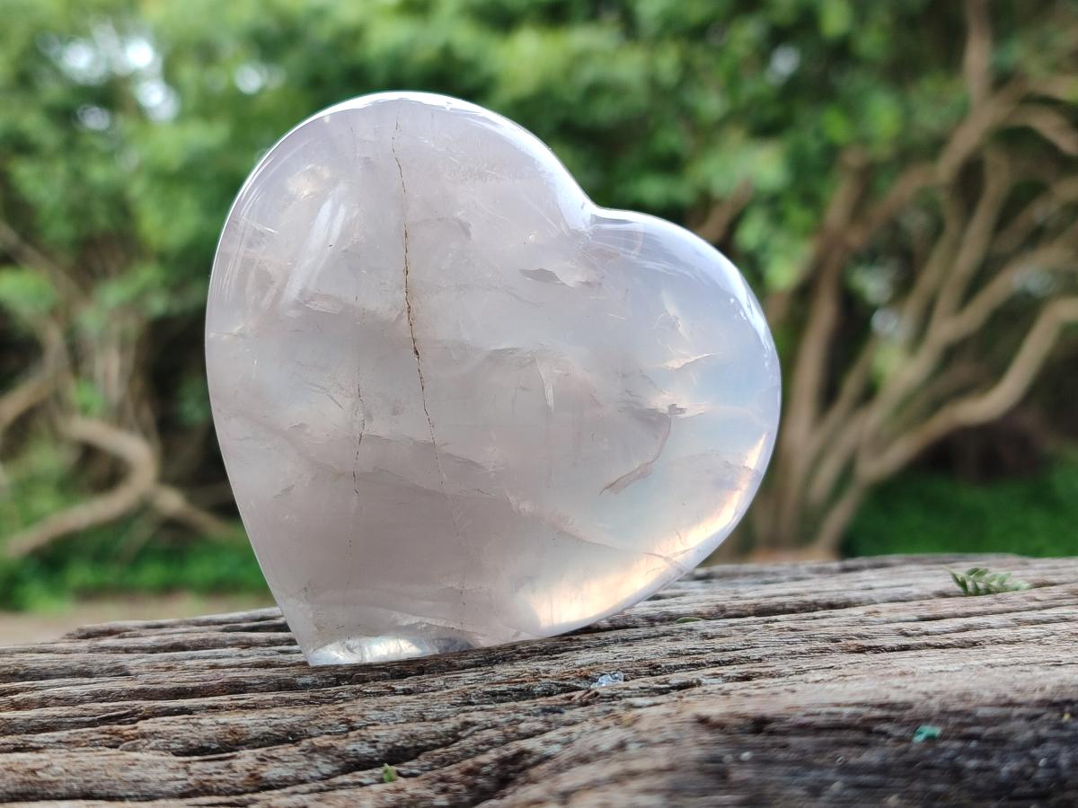 Polished Gemmy Rose Quartz Hearts x 6 From Madagascar