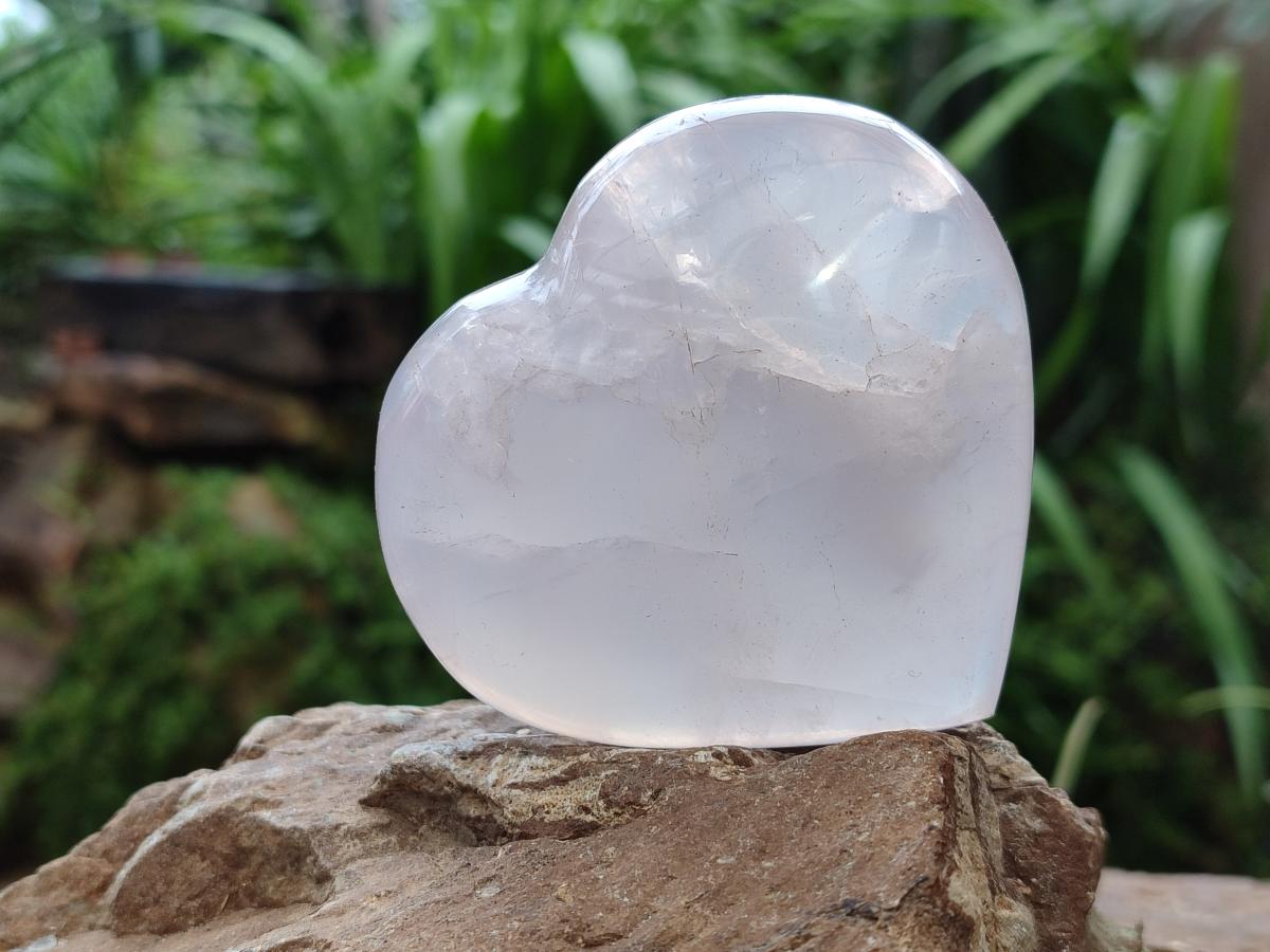 Polished Gemmy Rose Quartz Hearts x 6 From Madagascar