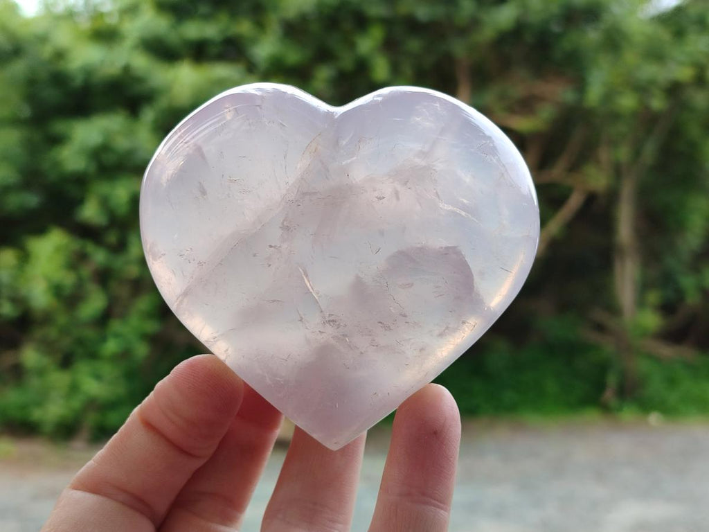 Polished Gemmy Rose Quartz Hearts x 6 From Madagascar