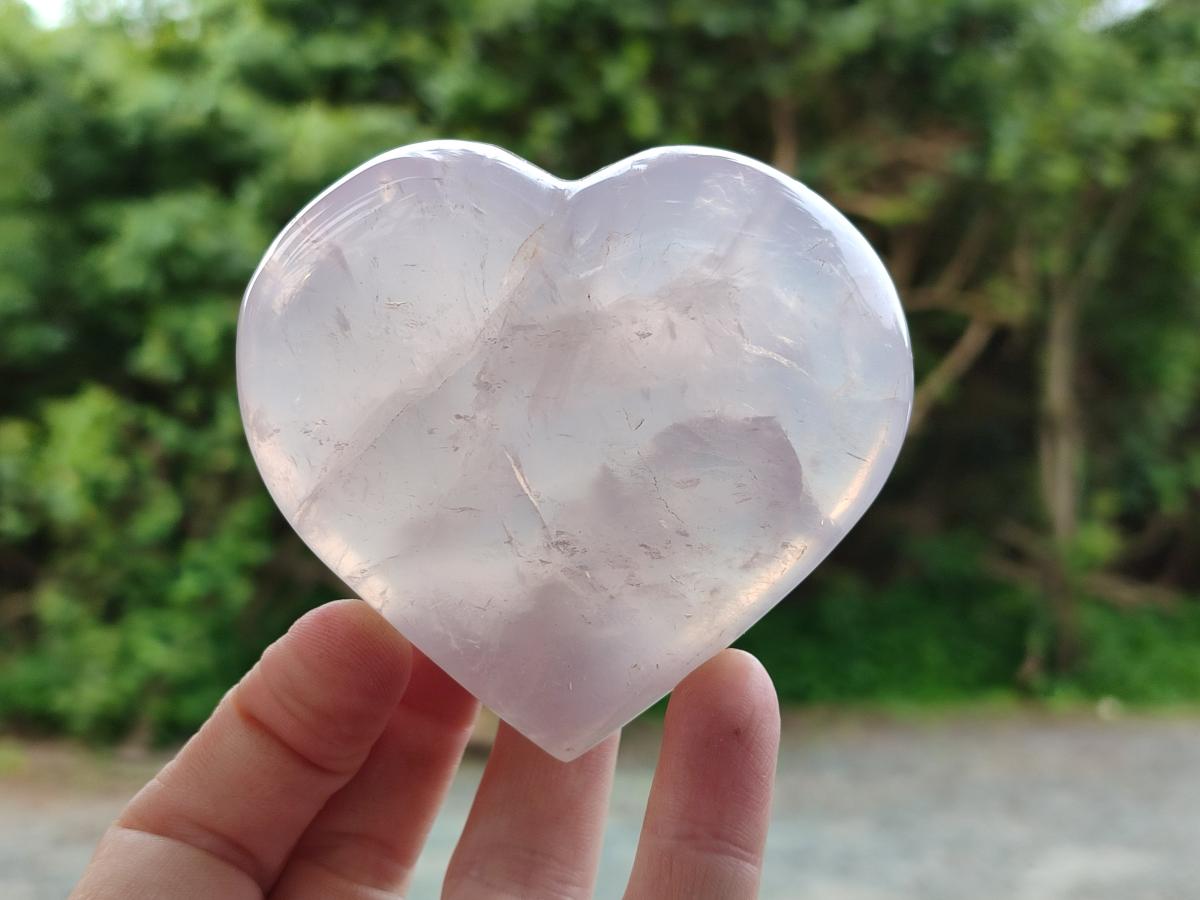 Polished Gemmy Rose Quartz Hearts x 6 From Madagascar