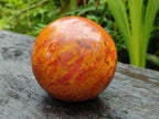 Polished Red and Yellow Flame Jasper Spheres x 2 From Madagascar