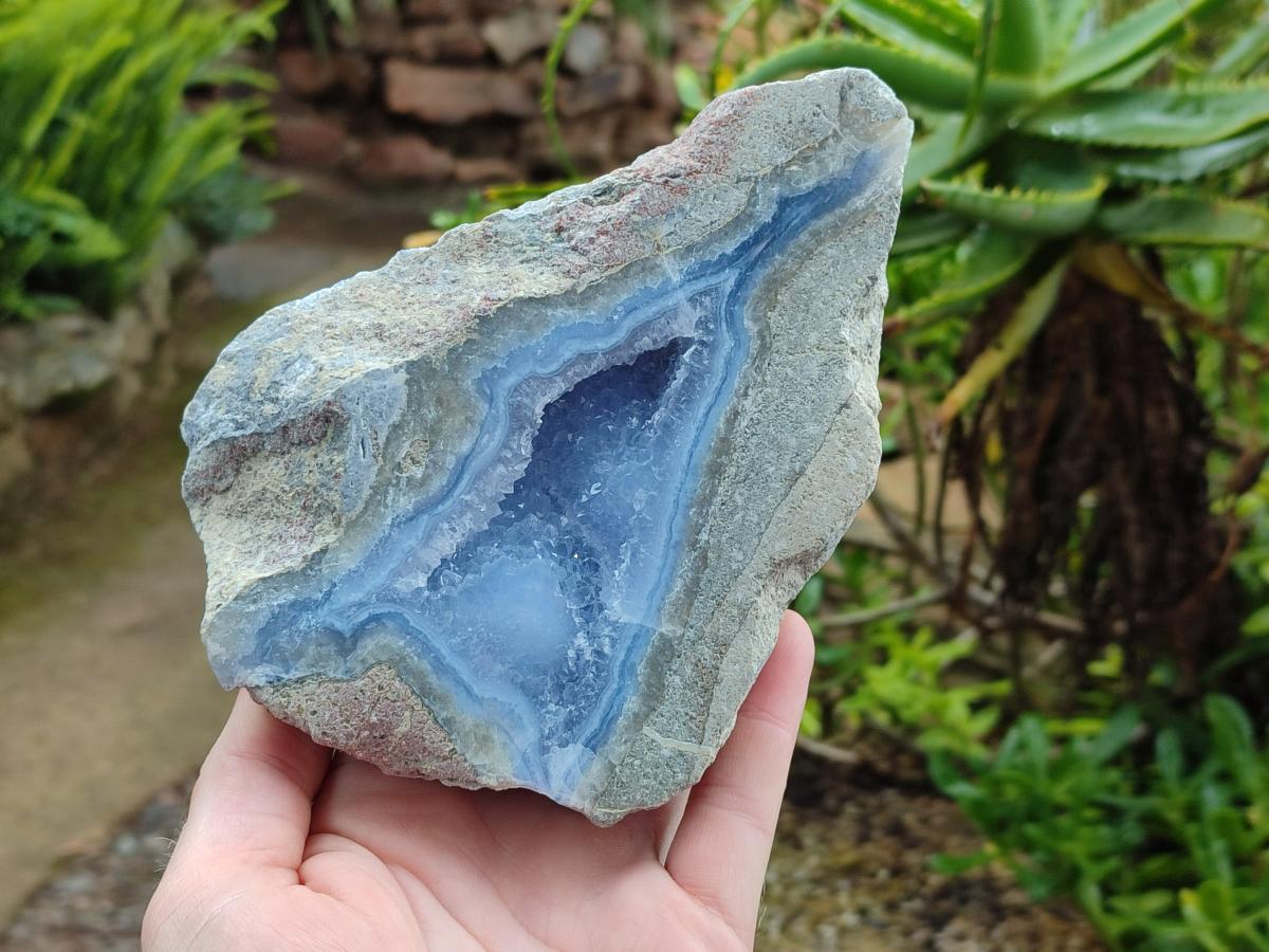 Polished On One Side Blue Lace Agate Geodes x 2 From Nsanje, Malawi