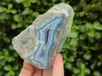 Polished On One Side Blue Lace Agate Geodes x 2 From Nsanje, Malawi