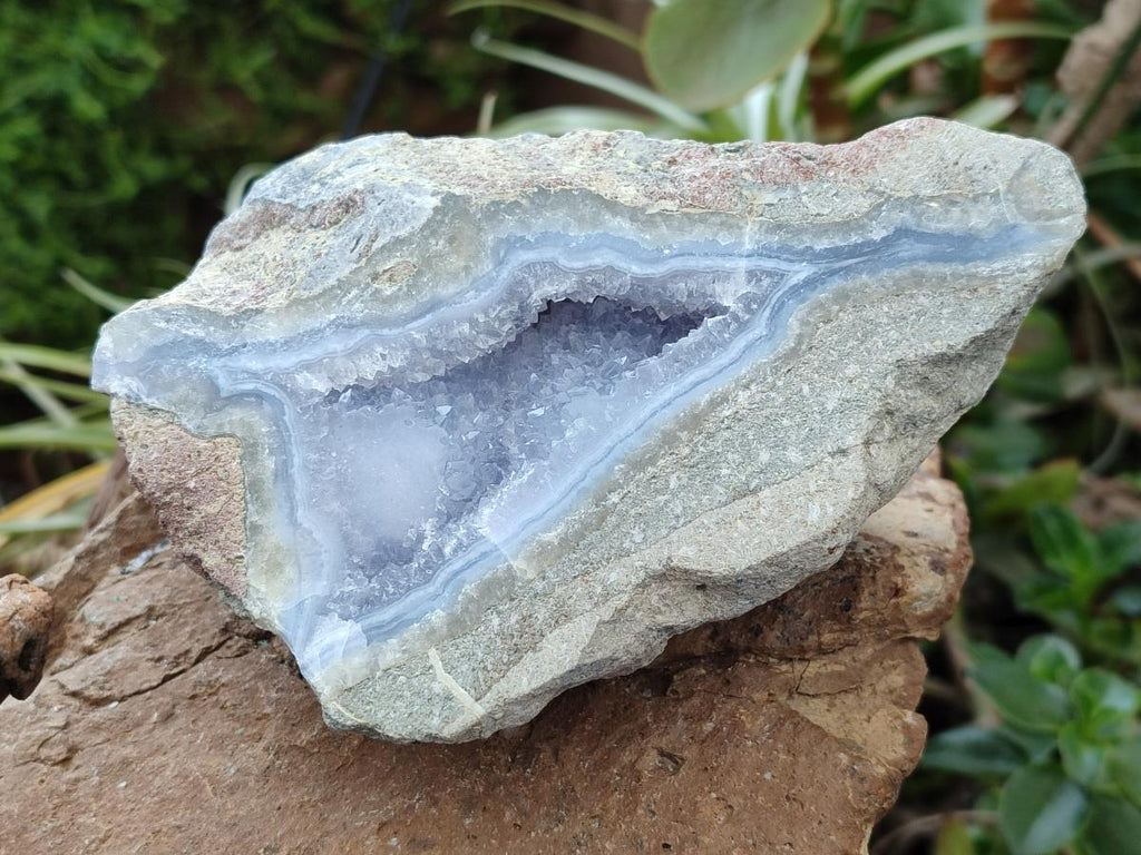 Polished On One Side Blue Lace Agate Geodes x 2 From Nsanje, Malawi