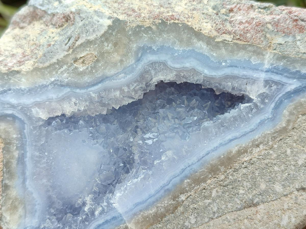 Polished On One Side Blue Lace Agate Geodes x 2 From Nsanje, Malawi