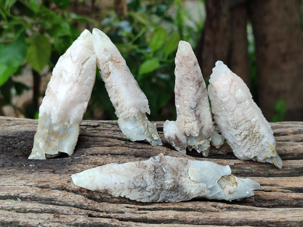 Natural Drusy Quartz Coated Spearhead Calcite Specimens x 24 From Albert's Mountain, Lesotho - Toprock Gemstones and Minerals 