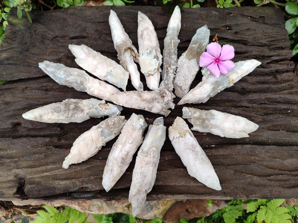 Natural Drusy Quartz Coated Spearhead Calcite Specimens x 24 From Albert's Mountain, Lesotho - Toprock Gemstones and Minerals 