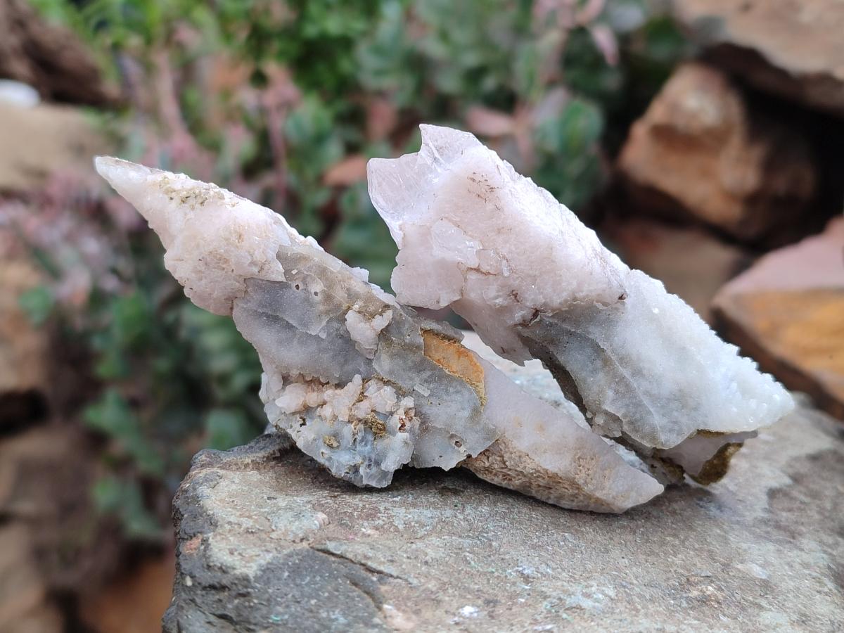 Natural Drusy Quartz Coated Spearhead Calcite Specimens x 24 From Albert's Mountain, Lesotho - Toprock Gemstones and Minerals 
