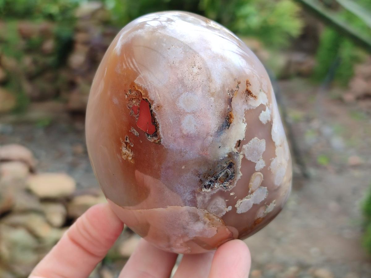 Polished Flower Agate Standing Free Forms x 3 From Antsahalova, Madagascar