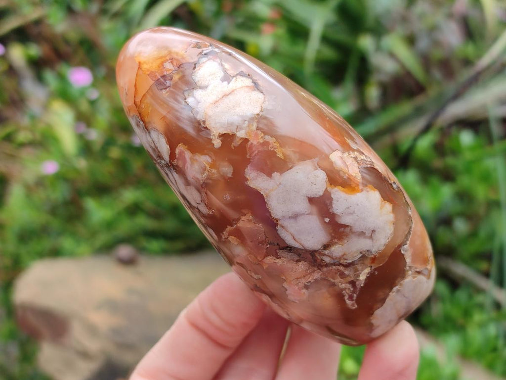 Polished Flower Agate Standing Free Forms x 3 From Antsahalova, Madagascar