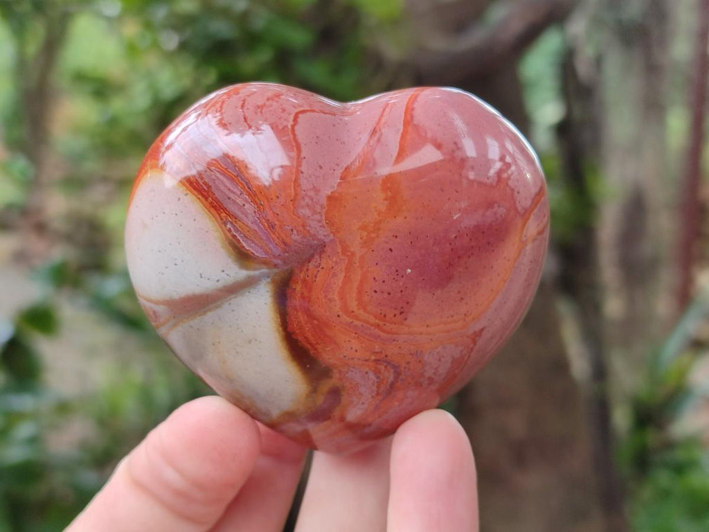 Polished Polychrome Jasper Hearts x 6 From NW Coast, Madagascar